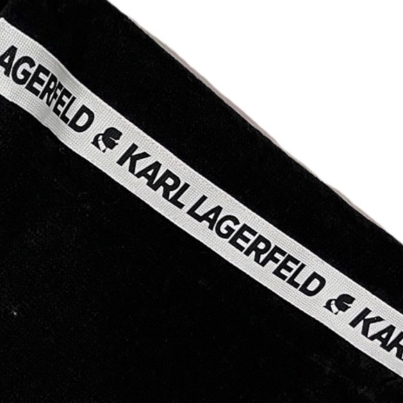 NWT Karl Lagerfeld Black Knit Name Logo Band Infinity Scarf - Picture 7 of 14